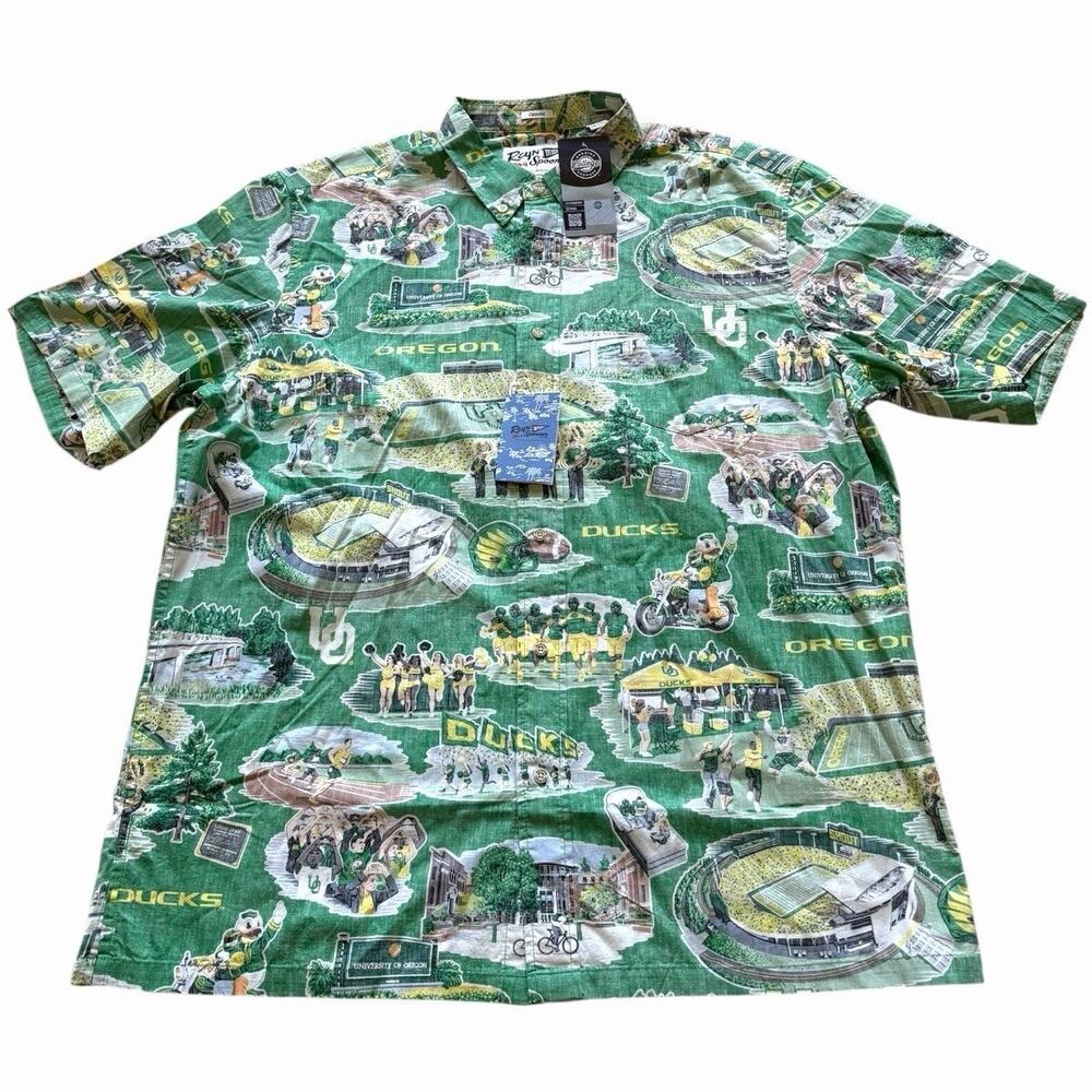 Reyn Spooner University of Oregon Scenic 100% Cotton Aloha Shirt Size XL NWT